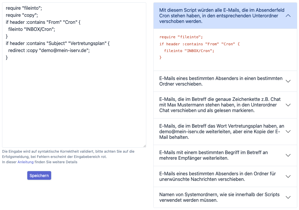 Globale Filterregeln bearbeiten