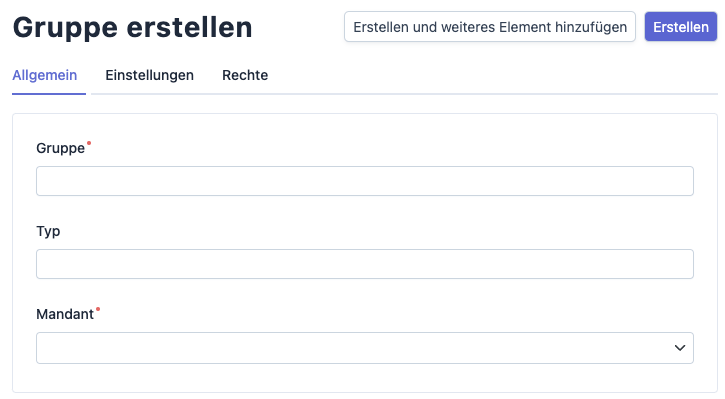 Gruppe erstellen - Allgemein