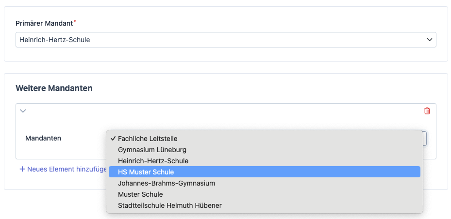 Benutzer erstellen - Mandanten
