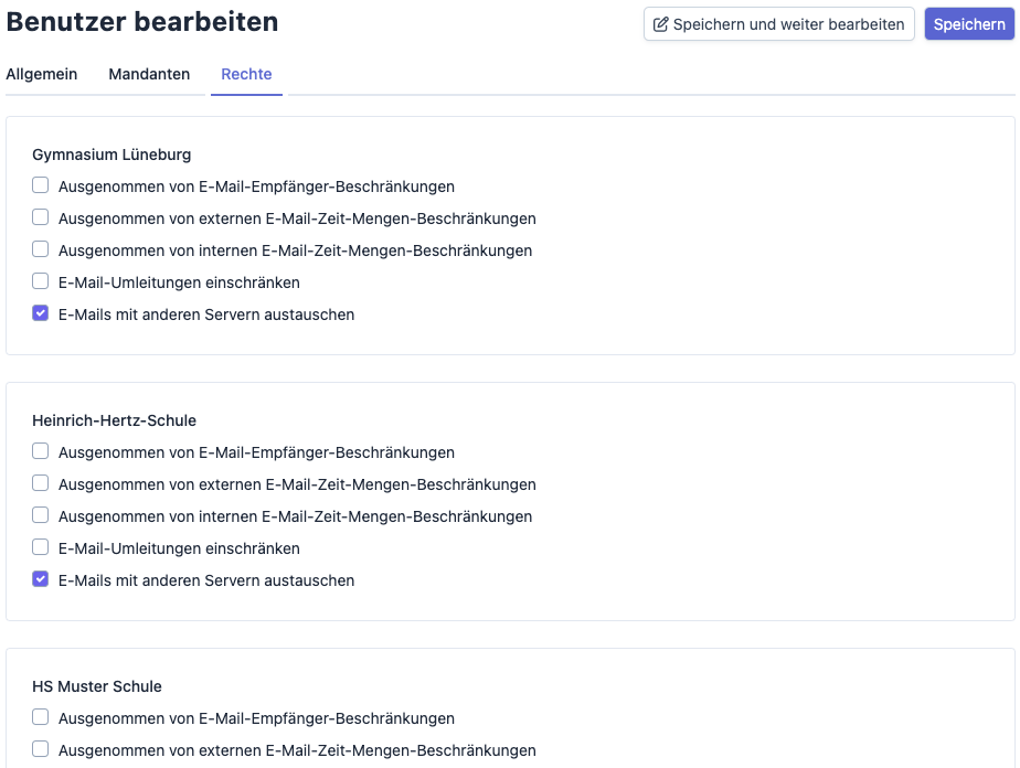 Benutzer bearbeiten - Rechte